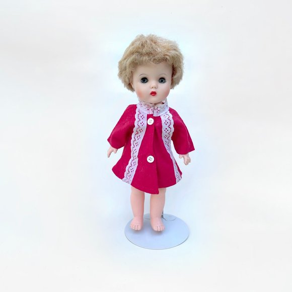 Vintage 60s Vinyl 12" Toddler Doll Marked K11 ~ Strawberry Blond Hair Aqua Eyes - Picture 1 of 10